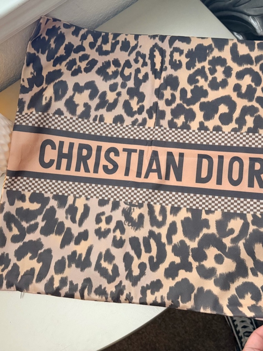 New CD square pillow cover in Leopard print